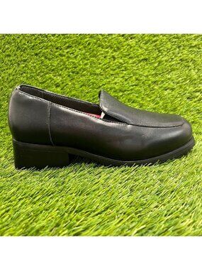 SlipGrips Womens Size 6.5D Black Leather Slip-Resistant Slip-On Dress Shoes
